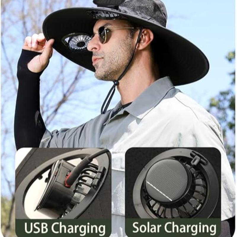 BlaQool® Wide Brim Solar Fan Fishing Hat
