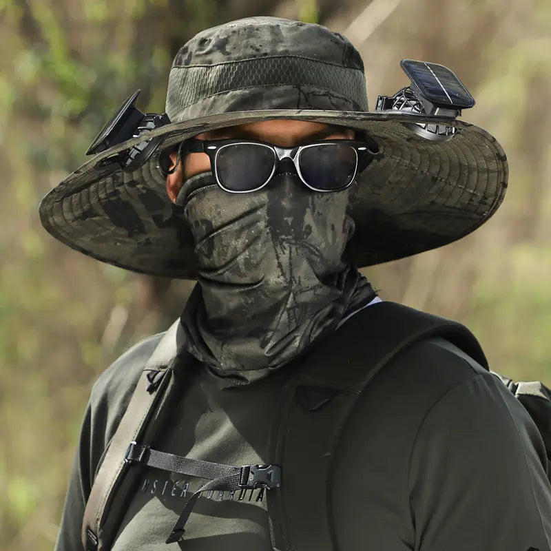 BlaQool® Wide Brim Solar Fan Fishing Hat