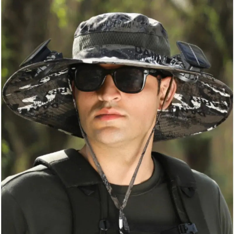 BlaQool® Wide Brim Solar Fan Fishing Hat